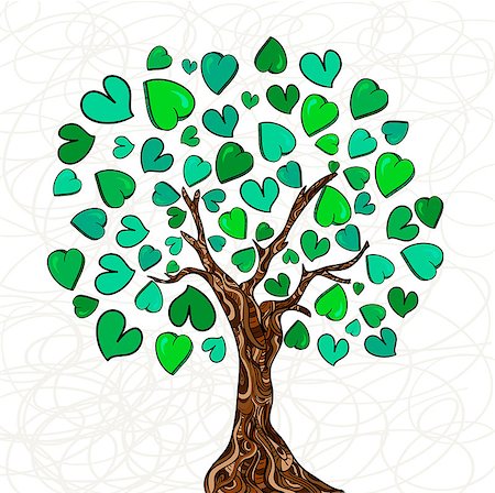 Valentine day hand-drawn love tree made of hearts background. Vector illustration layered for easy manipulation and custom coloring. Stock Photo - Budget Royalty-Free & Subscription, Code: 400-06641301