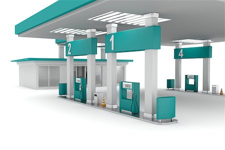 3d illustration of petrol station Stock Photo - Budget Royalty-Free & Subscription, Code: 400-06641899