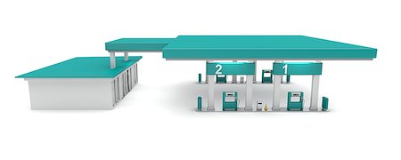 Side view of petrol station, 3d rendered image Stock Photo - Budget Royalty-Free & Subscription, Code: 400-06641911