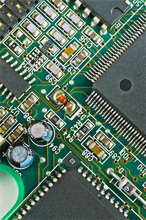 simsearch:400-05331614,k - Closeup of green electronic circuit board PCB and components Stock Photo - Budget Royalty-Free & Subscription, Code: 400-06642552