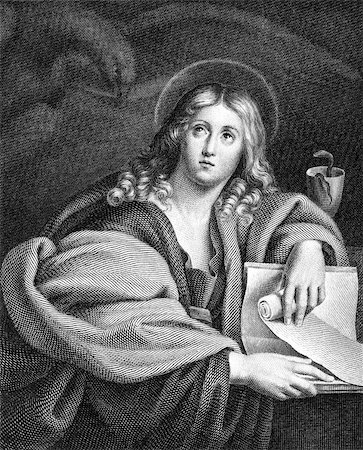 evangelist - John the Evangelist (1-100) on engraving from 1859. Engraved by unknown artist and published in Meyers Konversations-Lexikon, Germany,1859. Stock Photo - Budget Royalty-Free & Subscription, Code: 400-06642684