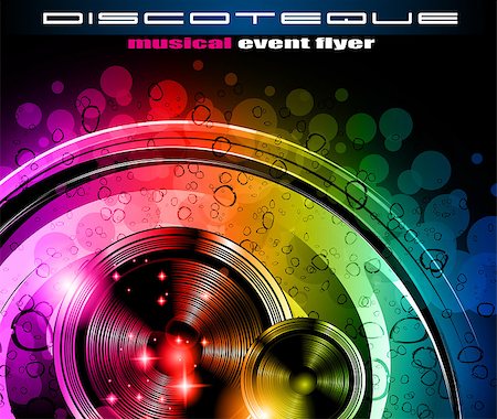 speakers graphics - Disco club flyer with a lot of abstract colorful design elements. Ideal for poster and music background. Stock Photo - Budget Royalty-Free & Subscription, Code: 400-06687528