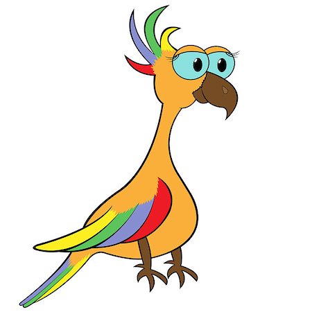 simsearch:400-08410665,k - Colourful parrot isolated on white background. Hand drawing cartoon vector illustration Photographie de stock - Aubaine LD & Abonnement, Code: 400-06694817