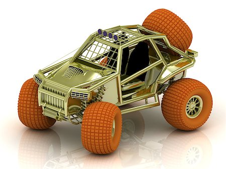 dune driving - Mini ATV buggy golden color with orange wheels Stock Photo - Budget Royalty-Free & Subscription, Code: 400-06695120