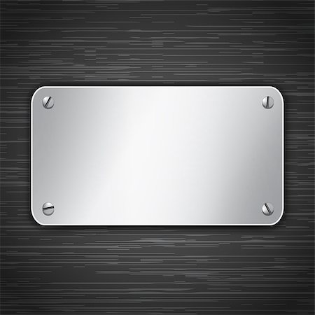 simsearch:400-07215674,k - Metallic tablet attached with screws. Blank banner on dark background. Vector illustration Stock Photo - Budget Royalty-Free & Subscription, Code: 400-06696677