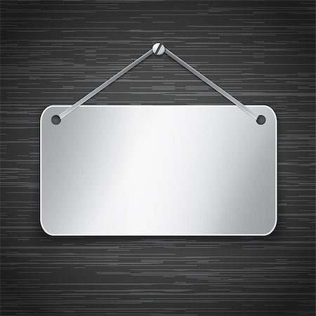 simsearch:400-07215674,k - Blank metallic tablet hanging on dark brushed metallic wall. Vector illustration Stock Photo - Budget Royalty-Free & Subscription, Code: 400-06696685