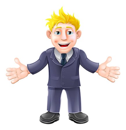 Cartoon illustration of a happy cartoon businessman in suit smiling Stock Photo - Budget Royalty-Free & Subscription, Code: 400-06697546