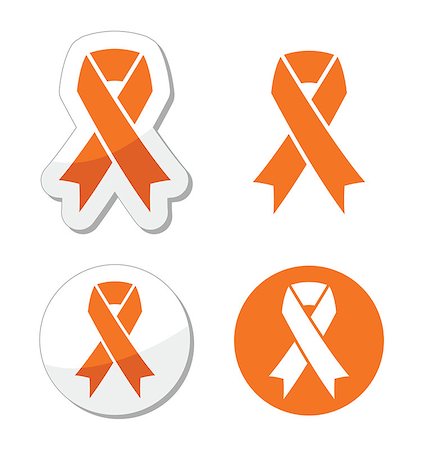 Orange ribbons set isolated on white - vector Stock Photo - Budget Royalty-Free & Subscription, Code: 400-06698039