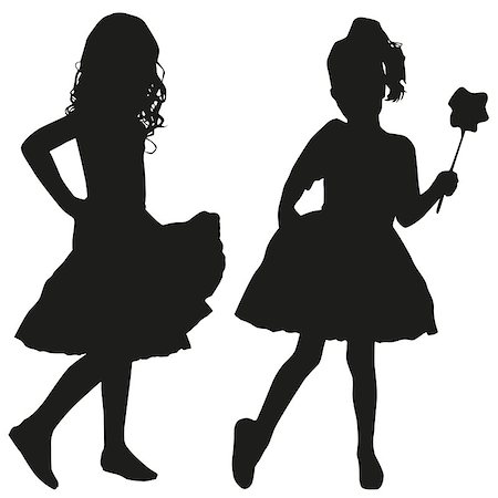 silhouette girl vector - Silhouettes of two girls Stock Photo - Budget Royalty-Free & Subscription, Code: 400-06698261