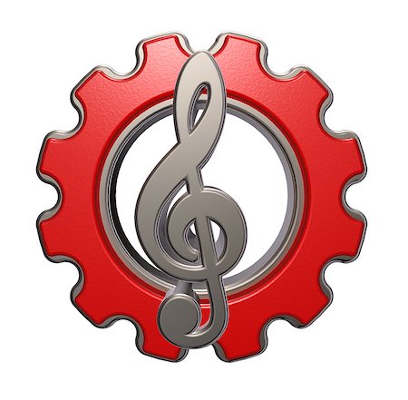 gear wheel and metal clef on white background - 3d illustration Stock Photo - Budget Royalty-Free & Subscription, Code: 400-06699745