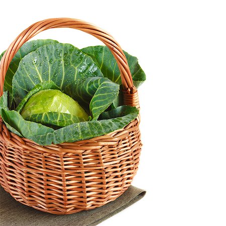simsearch:400-05370250,k - Fresh cabbage vegetable with water drops in a basket. Stock Photo - Budget Royalty-Free & Subscription, Code: 400-06699975
