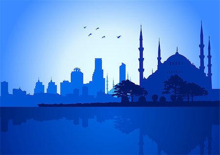 Silhouette Illustration of Istanbul skyline Stock Photo - Budget Royalty-Free & Subscription, Code: 400-06692128