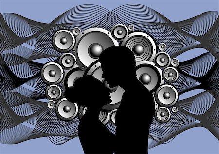 Illustration of boy and girl with abstract music background Stock Photo - Budget Royalty-Free & Subscription, Code: 400-06692267