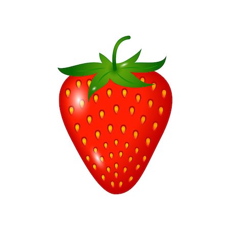 strawberry illustration - one ripe strawberry isolated on white Stock Photo - Budget Royalty-Free & Subscription, Code: 400-06692644