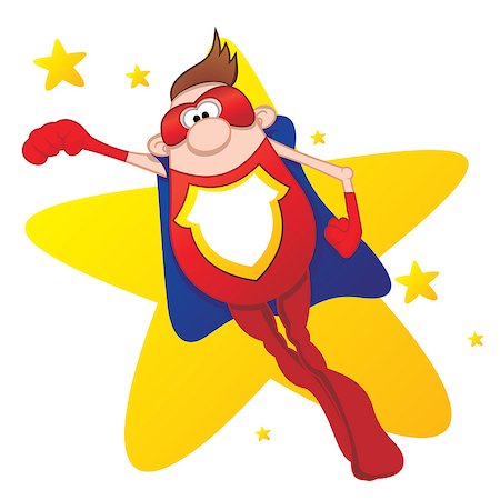 super - Illustration of flying Super Hero with cape Stock Photo - Budget Royalty-Free & Subscription, Code: 400-06693055