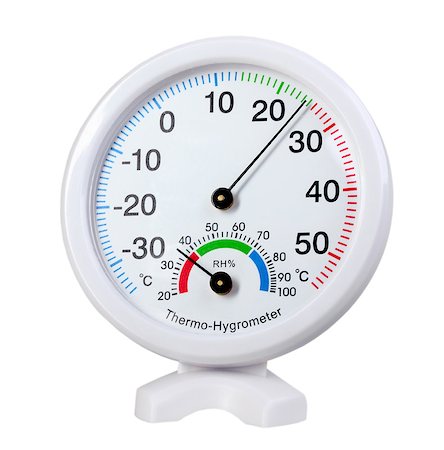 simsearch:600-06702130,k - Single circle thermo-hygrometer. Isolated on white background. Studio photography. Stock Photo - Budget Royalty-Free & Subscription, Code: 400-06700045