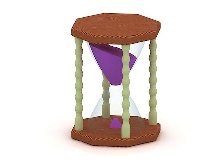 simsearch:400-05283212,k - hourglass with purple sand and pillars of ivory. 3d illustration on the white background Stock Photo - Budget Royalty-Free & Subscription, Code: 400-06700102