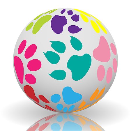 simsearch:400-06392340,k - Illustration of colorful paw prints on the ball. Stock Photo - Budget Royalty-Free & Subscription, Code: 400-06700859