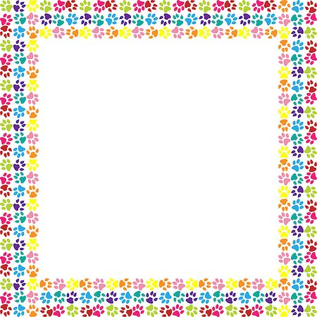simsearch:400-06392340,k - Illustration of colorful paw prints frame on a white background. Stock Photo - Budget Royalty-Free & Subscription, Code: 400-06700860
