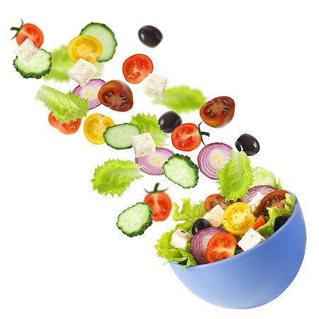 fresh air background - Flying vegetables for Greek salad. Healthy food. Foto de stock - Super Valor sin royalties y Suscripción, Código: 400-06701401