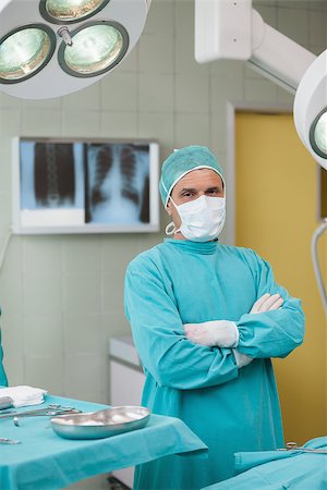 simsearch:400-06734297,k - Serious surgeonarms crossed in operating theater Stock Photo - Budget Royalty-Free & Subscription, Code: 400-06734901