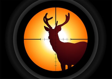 simsearch:400-08348524,k - Vector illustration of a rifle lens aiming a deer Stock Photo - Budget Royalty-Free & Subscription, Code: 400-06736324