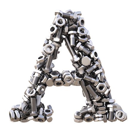 Alphabet from nuts and bolts. isolated on white. Stock Photo - Budget Royalty-Free & Subscription, Code: 400-06736928