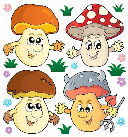 Mushroom theme collection 2 - vector illustration. Stock Photo - Budget Royalty-Free & Subscription, Code: 400-06737489