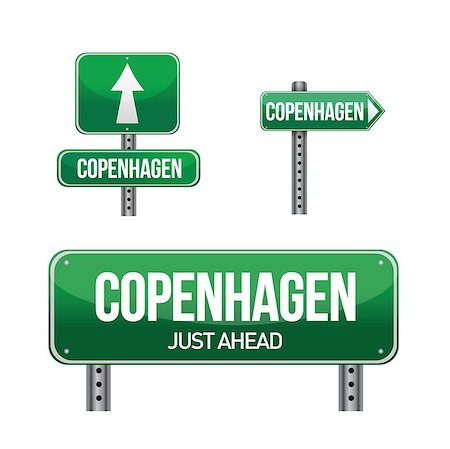 copenhagen city road sign illustration design over white Stock Photo - Budget Royalty-Free & Subscription, Code: 400-06738319
