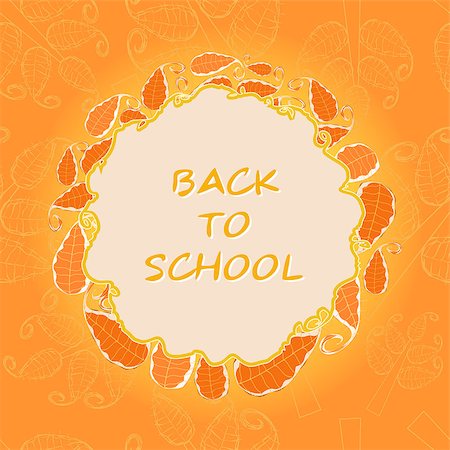 simsearch:400-06084780,k - Back to School Oranhe Round Leaf Card. Vector Background Stock Photo - Budget Royalty-Free & Subscription, Code: 400-06739317