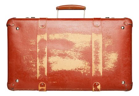 suitcase old - Vintage red suitcase isolated on white background Stock Photo - Budget Royalty-Free & Subscription, Code: 400-06739365