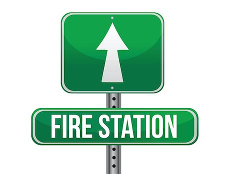 fire station road sign illustration design over a white background Stock Photo - Budget Royalty-Free & Subscription, Code: 400-06744342
