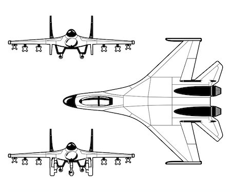 black and white illustration of a pursuit plane. Stock Photo - Budget Royalty-Free & Subscription, Code: 400-06745280