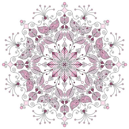 Lacy pastel round vintage pattern on white (vector) Stock Photo - Budget Royalty-Free & Subscription, Code: 400-06745519