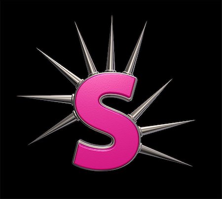 letter s with metal prickles on black background - 3d illustration Stock Photo - Budget Royalty-Free & Subscription, Code: 400-06746592