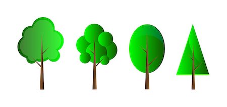 Set of vector trees. Isolation over white background. Stock Photo - Budget Royalty-Free & Subscription, Code: 400-06746801