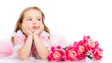 simsearch:400-07509444,k - beautiful little girl with red rose bouquet Stock Photo - Budget Royalty-Free & Subscription, Code: 400-06747230