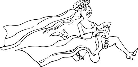 Black and White Cartoon Illustration of Running Bride Woman in White Dress Photographie de stock - Aubaine LD & Abonnement, Code: 400-06747706