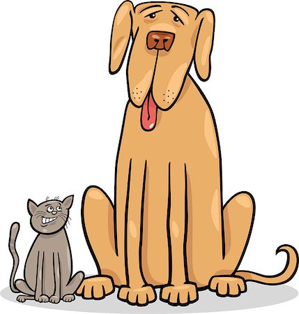 danish ethnicity - Cartoon Illustration of Cute Small Cat and Funny Big Dog or Great Dane in Friendship Stock Photo - Budget Royalty-Free & Subscription, Code: 400-06747724