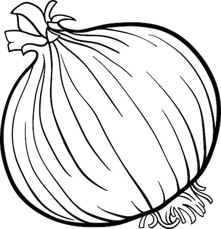 Black and White Cartoon Illustration of Onion Root Vegetable Food Object for Coloring Book Foto de stock - Super Valor sin royalties y Suscripción, Código: 400-06747735