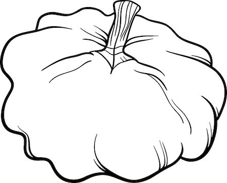 Black and White Cartoon Illustration of Patison Vegetable Food Object for Coloring Book Foto de stock - Super Valor sin royalties y Suscripción, Código: 400-06747756