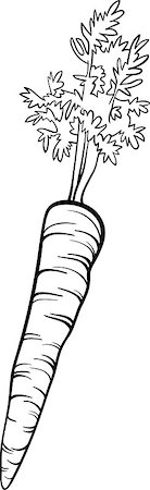 Black and White Cartoon Illustration of Carrot Root Vegetable Food Object for Coloring Book Foto de stock - Super Valor sin royalties y Suscripción, Código: 400-06747750