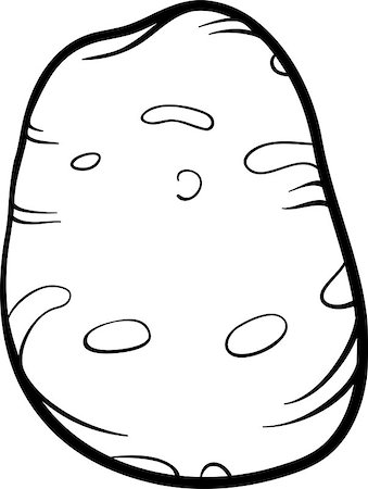 Black and White Cartoon Illustration of Potato Vegetable Food Object for Coloring Book Foto de stock - Super Valor sin royalties y Suscripción, Código: 400-06747765