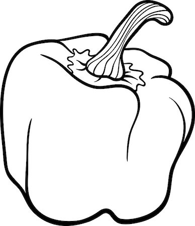 Black and White Cartoon Illustration of Pepper or Paprika Vegetable Food Object for Coloring Book Foto de stock - Super Valor sin royalties y Suscripción, Código: 400-06747761