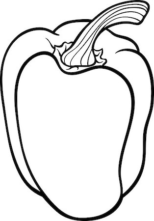 Black and White Cartoon Illustration of Pepper or Paprika Vegetable Food Object for Coloring Book Foto de stock - Super Valor sin royalties y Suscripción, Código: 400-06747763