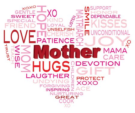 Happy Mothers Day Word Cloud in Heart Shape Silhouette Isolated on White Background Illustration Stock Photo - Budget Royalty-Free & Subscription, Code: 400-06748720
