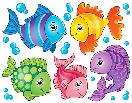 drawing of sea fish - Fish theme image 4 - eps10 vector illustration. Stock Photo - Budget Royalty-Free & Subscription, Code: 400-06749069