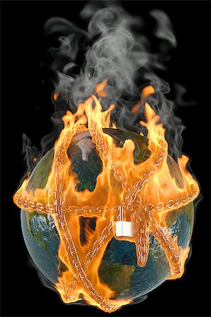 simsearch:400-04875639,k - globe entangled by chains in the fire. isolated on black. Stock Photo - Budget Royalty-Free & Subscription, Code: 400-06741391