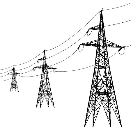 electrical energy hazard - Silhouette of high voltage power lines. Vector  illustration. Stock Photo - Budget Royalty-Free & Subscription, Code: 400-06741736