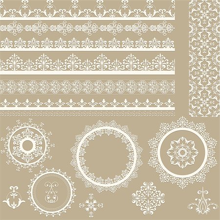 decorative border fabrics - Vector lacy vintage ribbons, napkins, and design elements, lacy seamless brushes included, shadows at the separate layer, fully editable eps 8 file Stock Photo - Budget Royalty-Free & Subscription, Code: 400-06741838